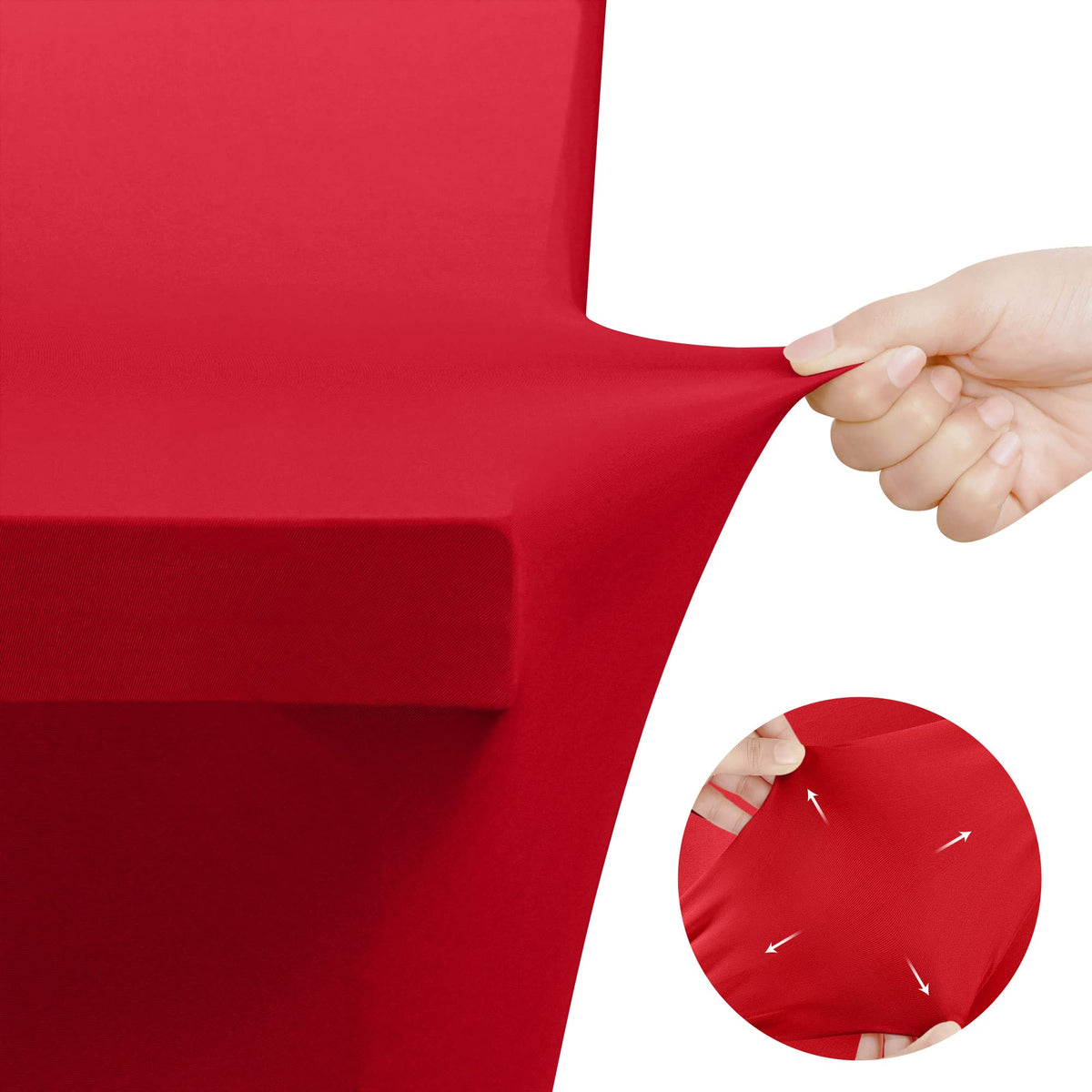 Utopia Kitchen spandex tablecloth 8ft red, machine-washable for repetitive use