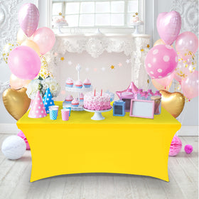 Utopia Kitchen spandex tablecloth easy care with cold machine wash instructions.