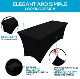 Utopia Kitchen spandex tablecloth leg pockets close-up showing secure fit.