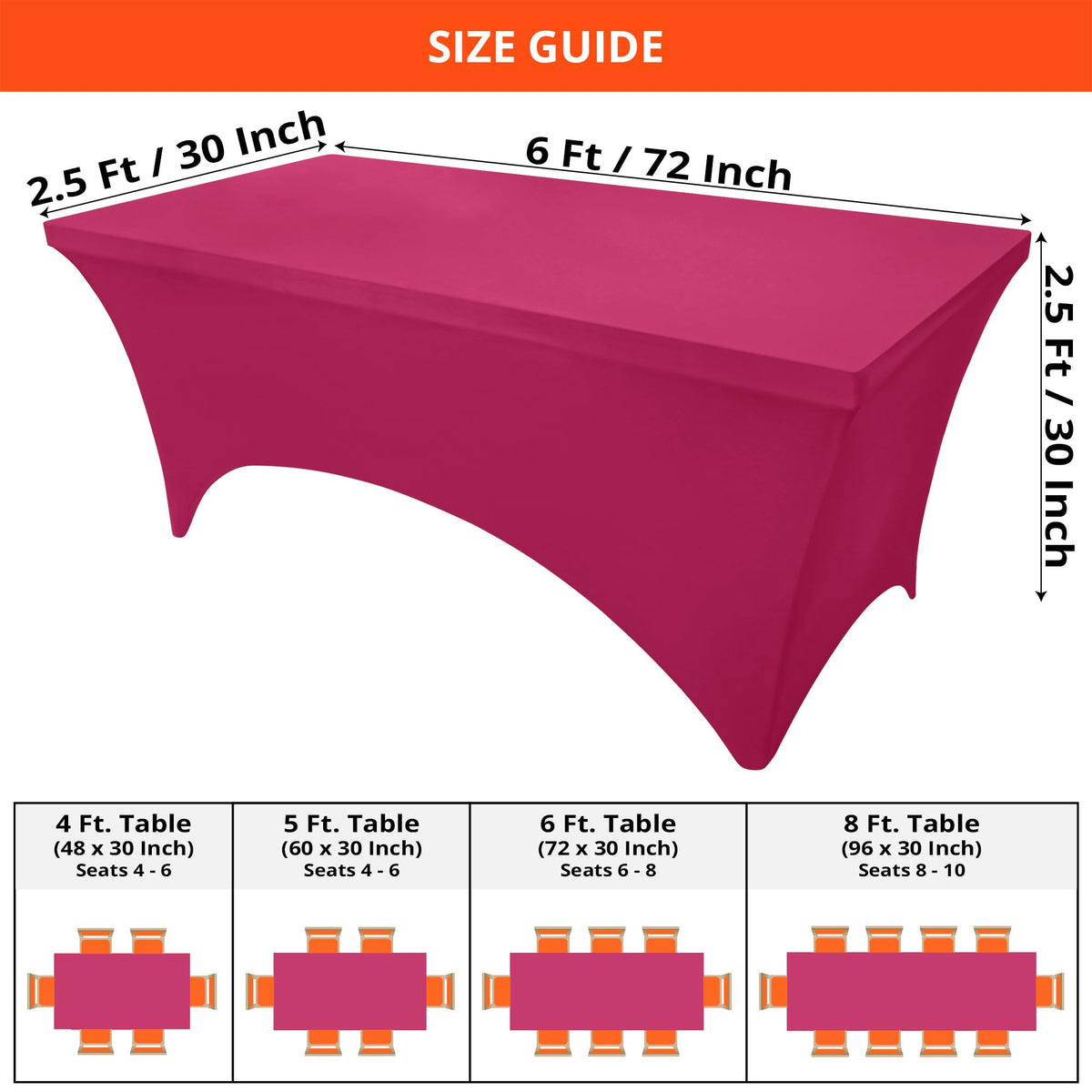 Utopia Kitchen spandex tablecloth showing leg pockets for secure table coverage.