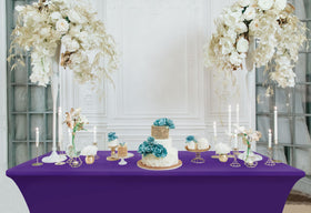 Utopia Kitchen spandex tablecloth purple surface enhancing the table presentation
