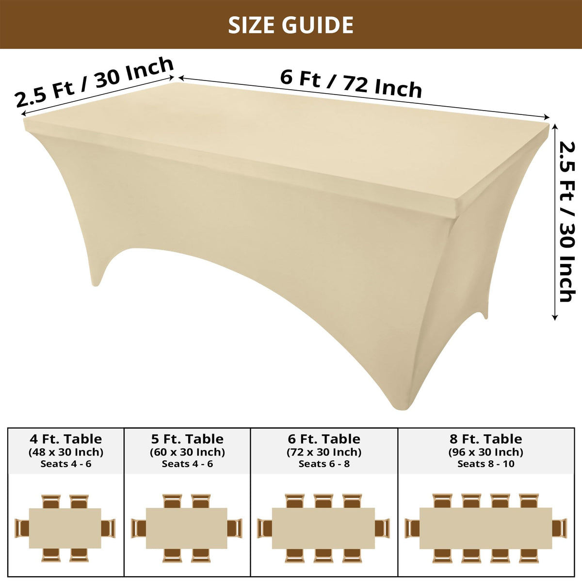 Utopia Kitchen spandex tablecloth shows reinforced leg pockets ensuring a neat, professional look.