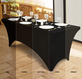 Utopia Kitchen spandex tablecloth protects surfaces from spills and scratches during events.