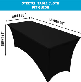 Utopia Kitchen spandex tablecloth demonstrates stain and scratch resistance for events.