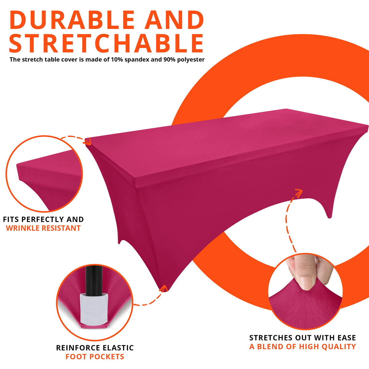 Utopia Kitchen spandex tablecloth for trade show display with professional sleek look.