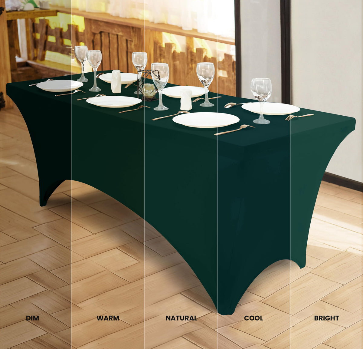 Utopia Kitchen spandex tablecloth washable and durable for repeated use.