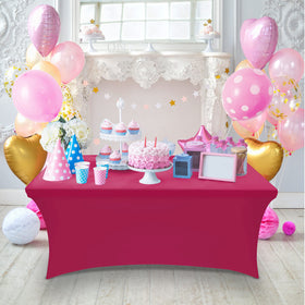 Utopia Kitchen spandex tablecloth set for wedding reception tables.
