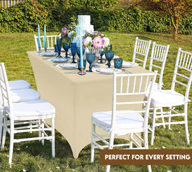 Utopia Kitchen spandex tablecloth at a wedding or event setup.