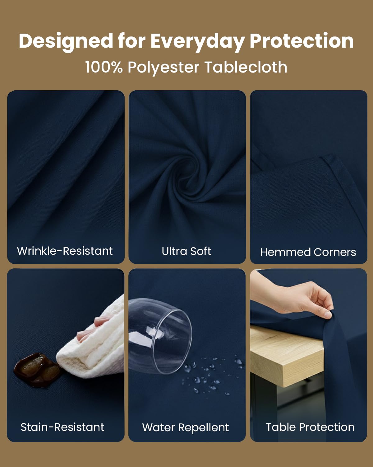Utopia Kitchen stain-resistant table cover helps protect surfaces during meals.