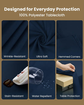 Utopia Kitchen stain-resistant table cover helps protect surfaces during meals.