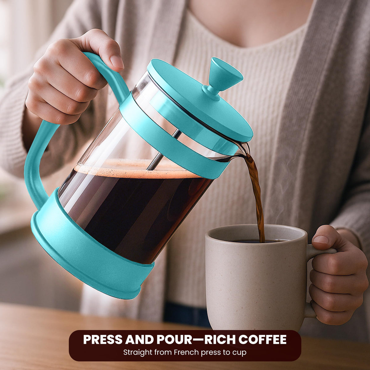 Utopia Kitchen Stainless Steel Plunger ensures smooth pressing and durability