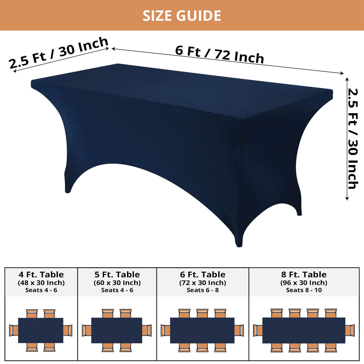 Utopia Kitchen stretch tablecloth showing two-way stretch for wrinkle-free finish.