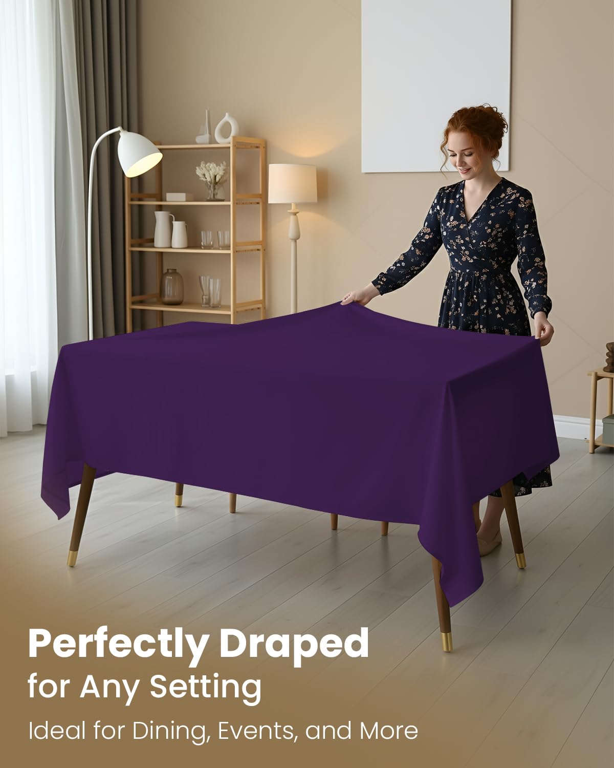 Utopia Kitchen 60x102 purple rectangle cloth fits standard dining tables.