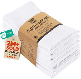 Utopia Kitchen white napkins, 18x18 inches, absorbent cotton-blend for elegant dining.
