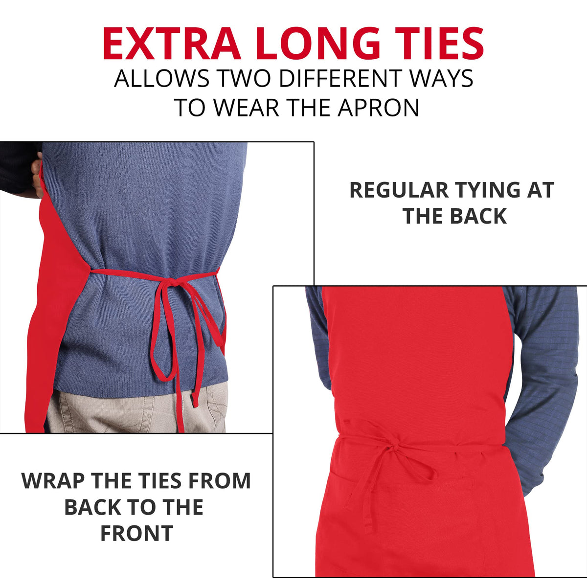 Utopia Kitchen wrinkle-free aprons keep a neat look all day.