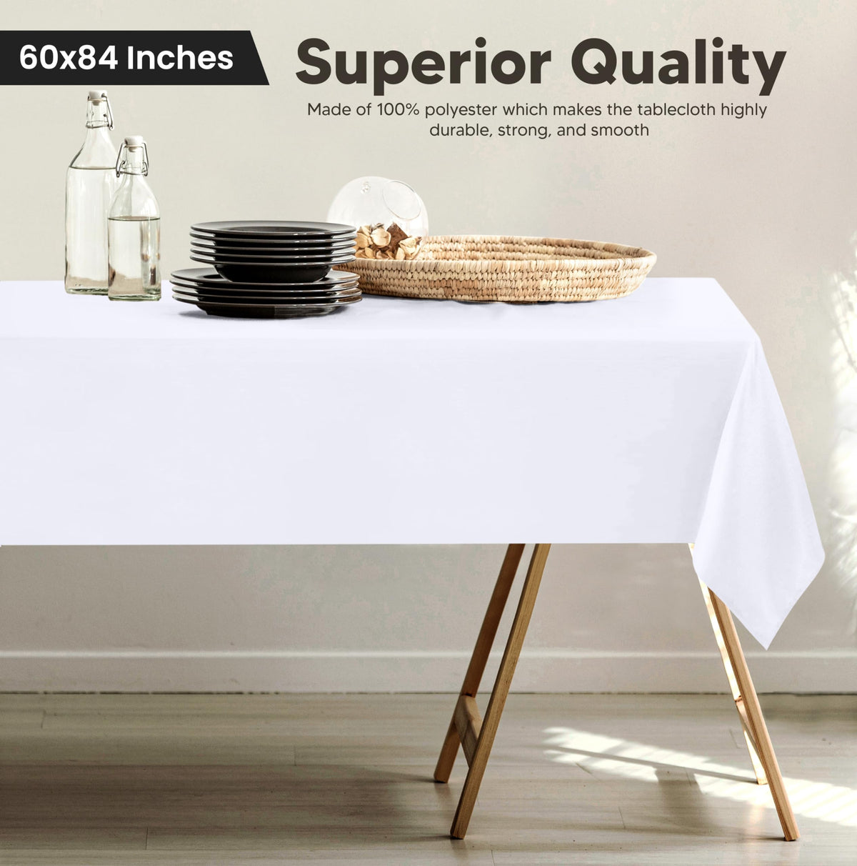 Utopia Kitchen tablecloth with wrinkle-free finish keeps tables looking fresh.