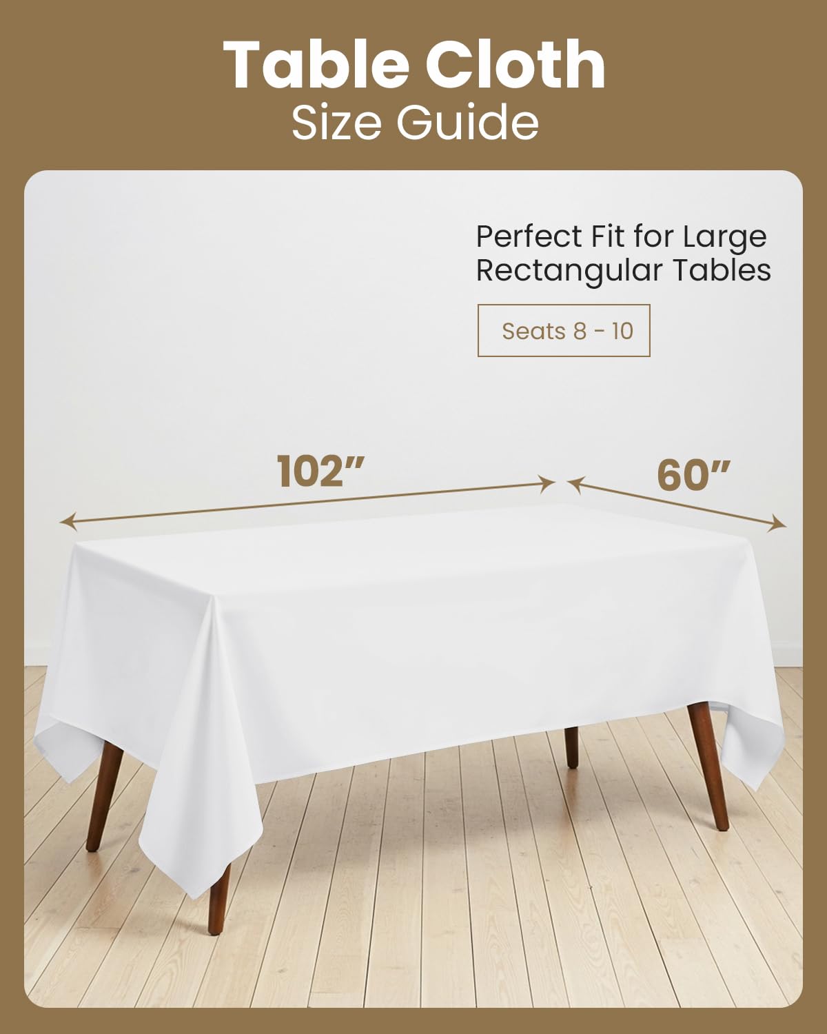 Utopia Kitchen wrinkle-free rectangle table cloth keeps your table polished.