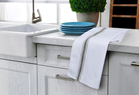 Utopia Towels black dish towels closeup, soft weave and lint-free surface