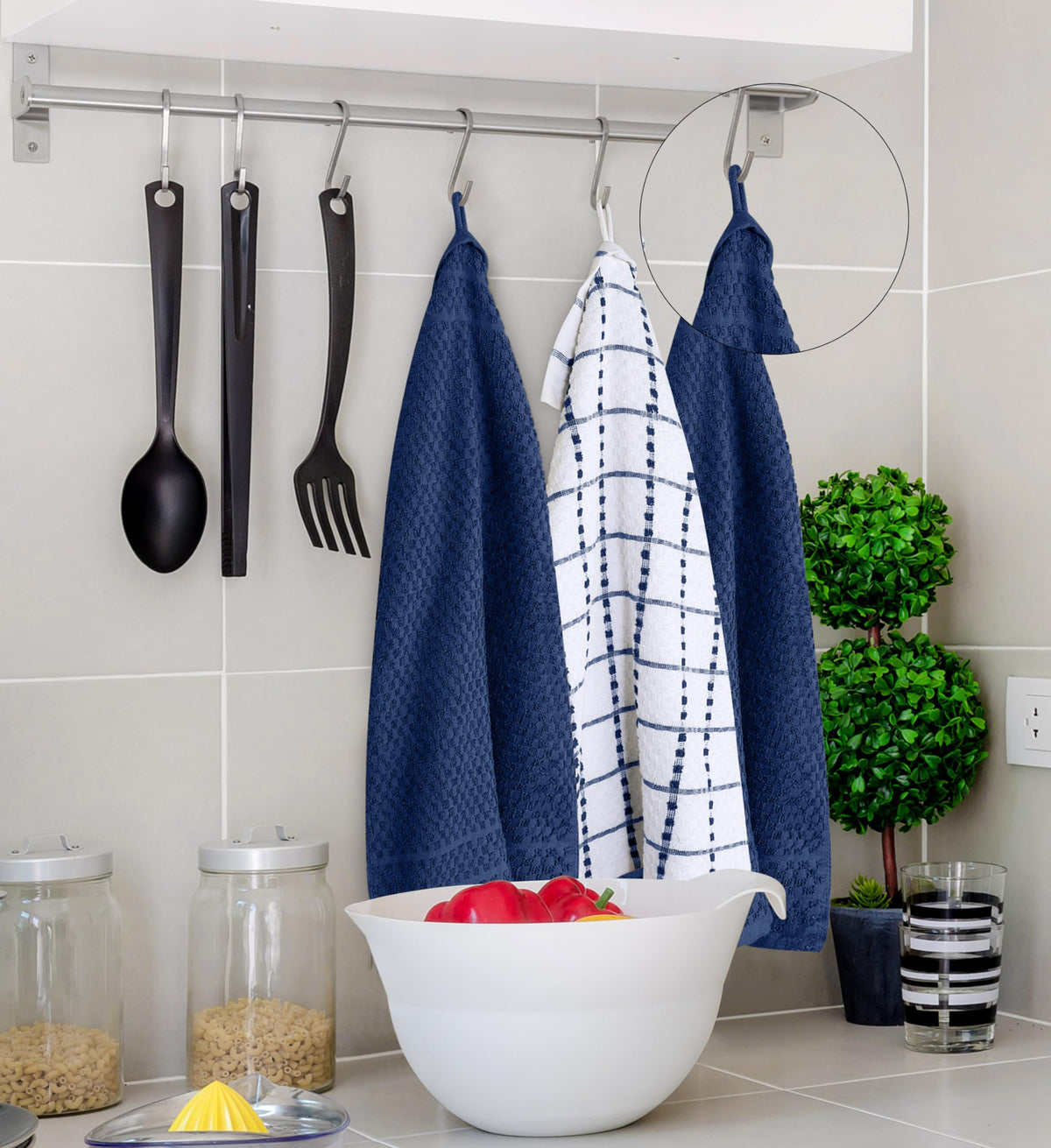 Utopia Towels 15x25 inches size fits standard countertops and drawers.