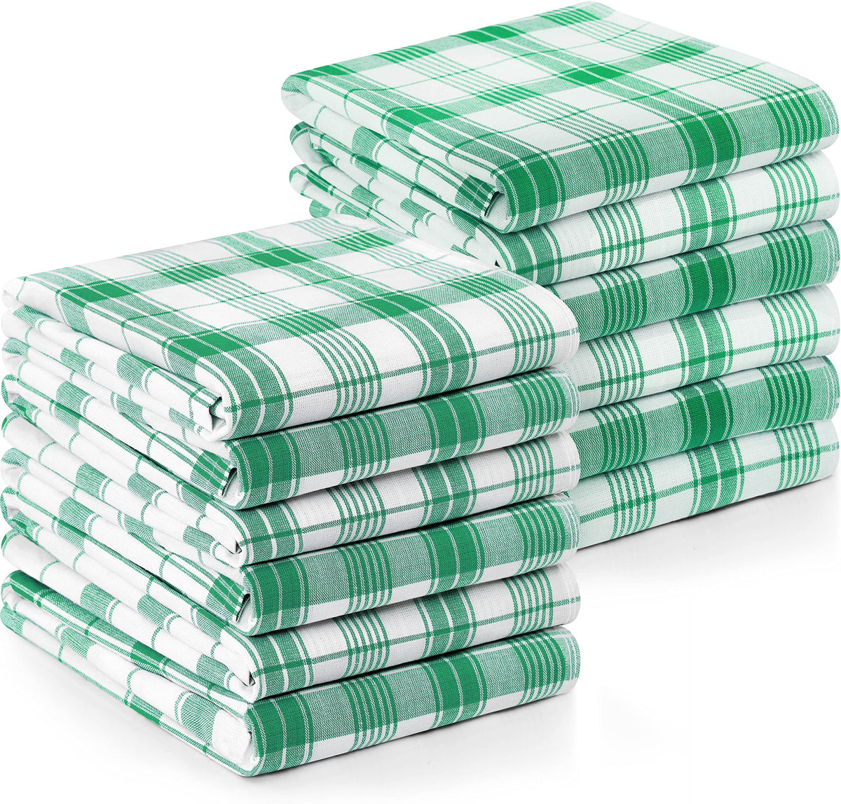 Utopia Towels green and white dish towel with check design, highly absorbent for everyday cleaning.