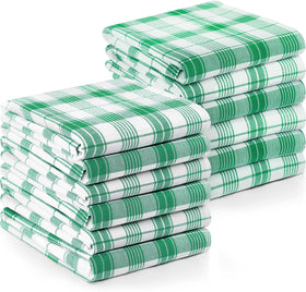 Utopia Towels green and white dish towel with check design, highly absorbent for everyday cleaning.