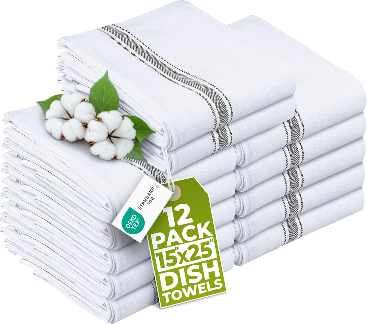 Utopia Towels grey dish towels 12-pack, 15x25 inches, high absorbency