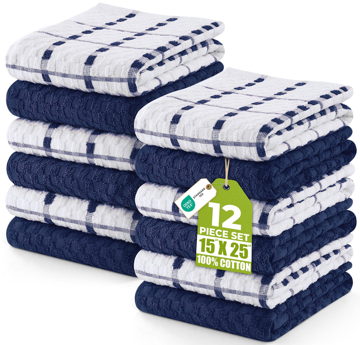 Utopia Towels kitchen towels 12-pack navy, 15x25 inches, soft and absorbent for daily use.