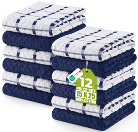 Utopia Towels kitchen towels 12-pack navy, 15x25 inches, soft and absorbent for daily use.