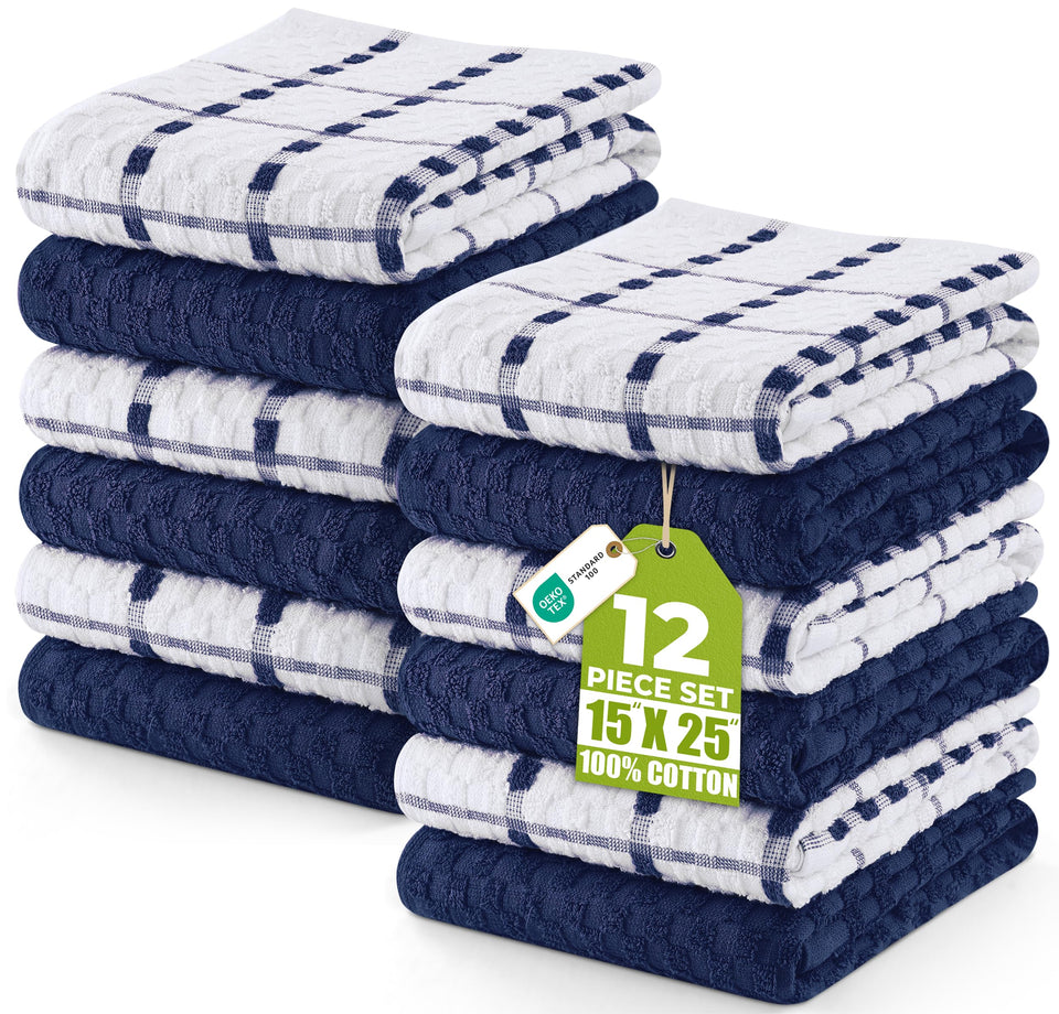 Utopia Towels kitchen towels 12-pack navy, 15x25 inches, soft and absorbent for daily use.