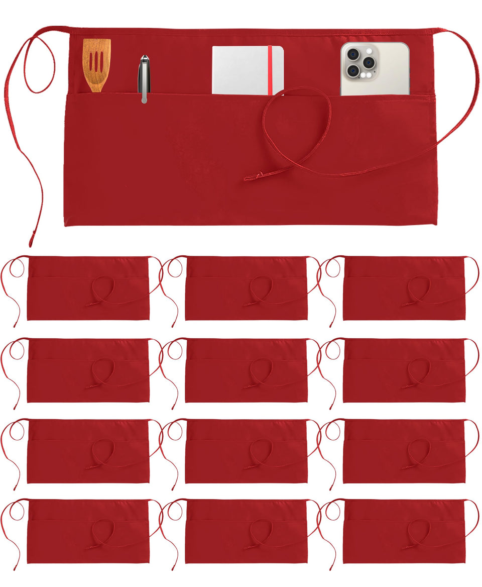 Utopia Wear 12-pack server aprons with three pockets for organized service.