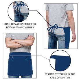 Utopia Wear machine-washable blue server apron for quick care