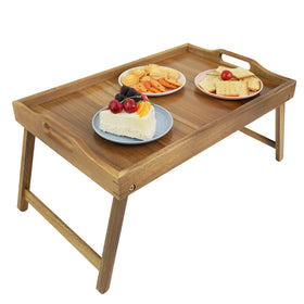 Utoplike Acacia Bed Tray Table folding legs provide sturdy support for bed meals.