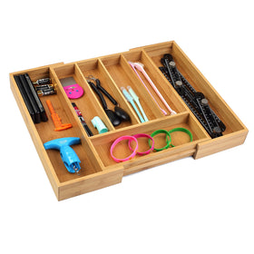 Utoplike tray highlights durable bamboo construction and natural finish.