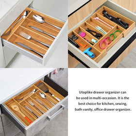 Utoplike bamboo tray storing garage tools in a drawer with clarity.