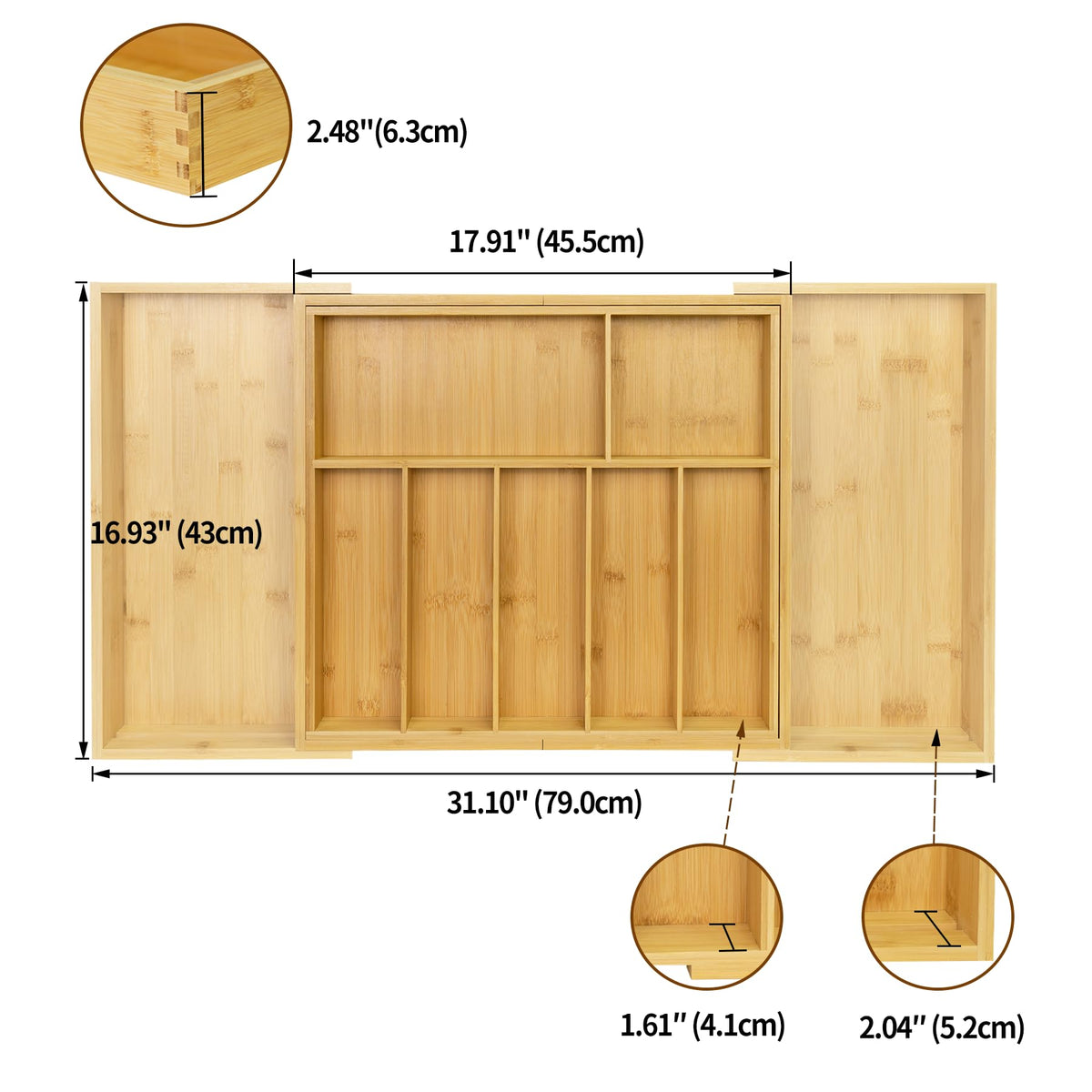 Utoplike bamboo drawer organizer with smooth finish elevates kitchen tidiness.
