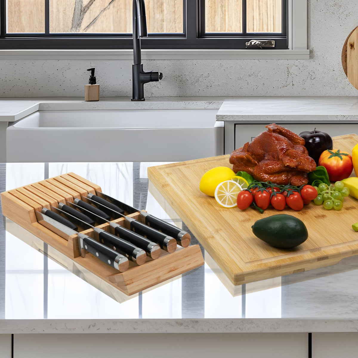 Utoplike compact-drawer organizer saves space while keeping knives within reach.