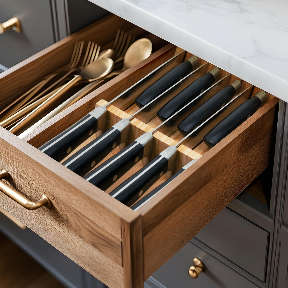 Utoplike bamboo grain adds elegant, natural look to modern kitchens.
