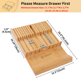 Utoplike fifteen-point-seven-inch knives sit securely in the dedicated slot.
