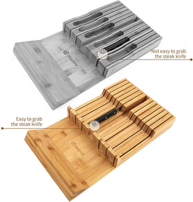 Utoplike sharpening-steel slot in-drawer keeps tools ready for quick touch-ups.