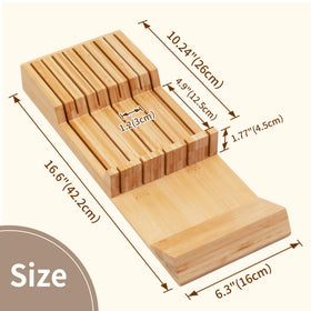 Utoplike large-handle steak holder in drawer provides easy grip and stable storage.