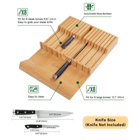 Utoplike middle-slot for sharpening steel keeps touch-ups ready.