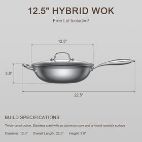Uven Traoqq wok tri-ply core highlights fast, even heating.