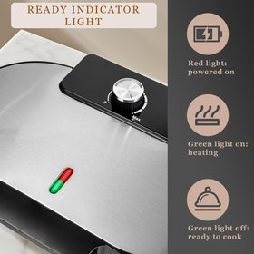 UVFAST temperature knob highlights precise control for golden-brown results.