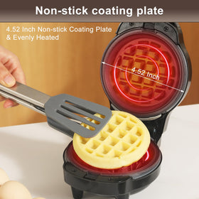 UVFAST Mini Waffles Maker 3-minute cook time for speedy breakfasts.