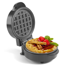 UVFAST mini waffles maker front view showing compact kitchen-friendly design for quick breakfasts
