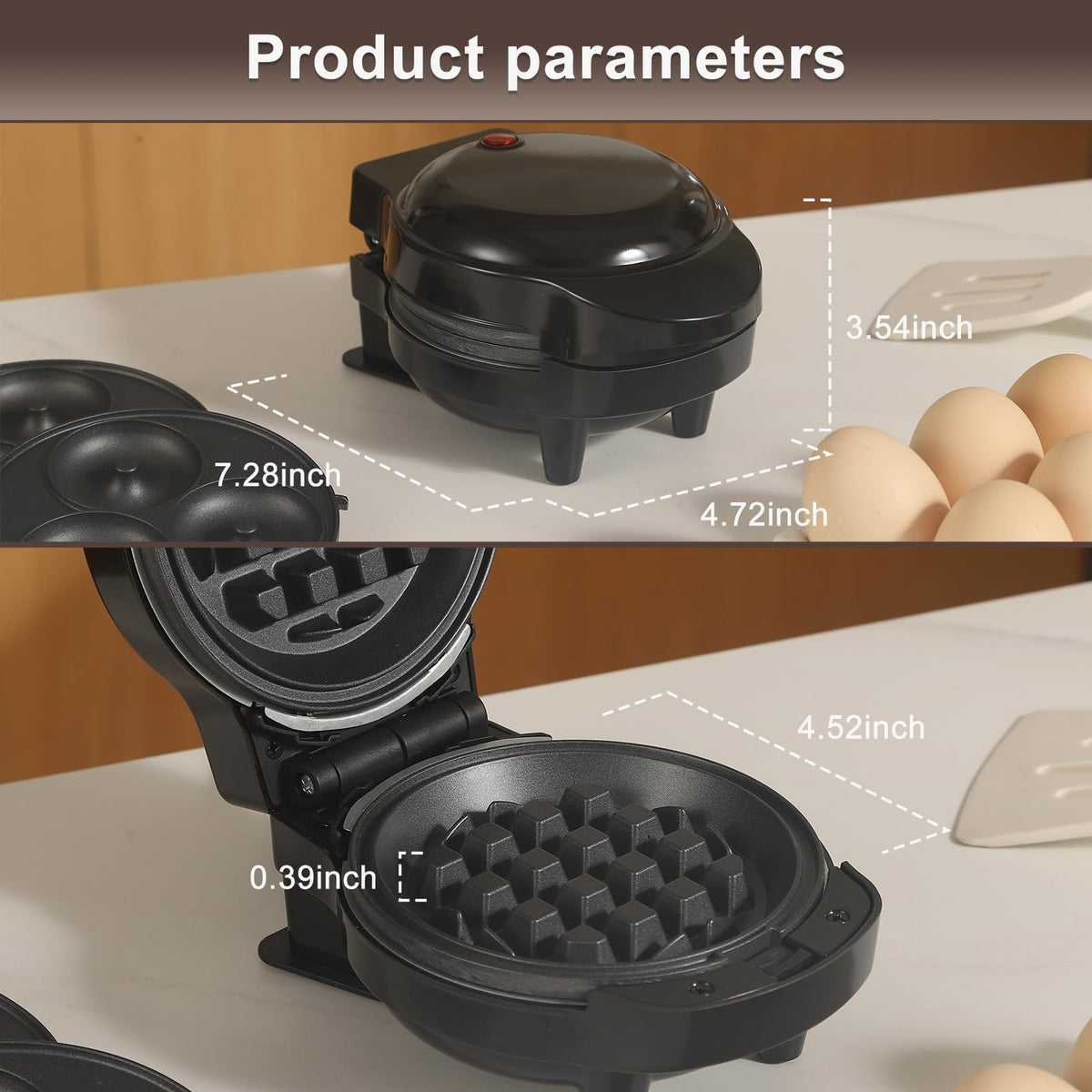 UVFAST Mini Waffles Maker heart plate for fun breakfast shapes.