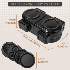 UVFAST Mini Waffles Maker removable plates show the four shapes for variety