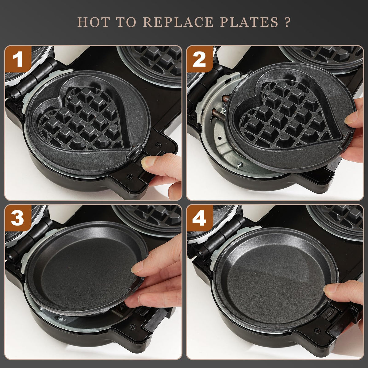 UVFAST Mini Waffles Maker quick 3 minute waffles on non-stick surface