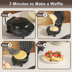 UVFAST Mini Waffles Maker removable plates enable easy flavor changes.