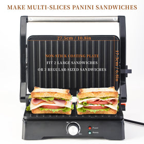 UVFAST Panini Press Grill cooks two large sandwiches at once for family meals